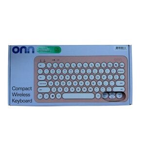 onn. Compact Wireless‎ Keyboard Retro Style Round Keycaps 78 Keys Pink